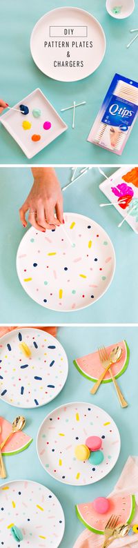 The perfect rainy afternoon craft project, DIY confetti pattern placemats and chargers - sugar and cloth - @qtips #qtipshack #sponsored