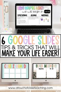 These 6 Google Slides tips and tricks will help make your life in the classroom so much easier, especially if you are struggling with transitions and time management as a teacher. Plus, I share how you can add countdown timers to any PowerPoint slideshow, which is a perfect tool to use during center rotations and transition periods in the classroom!