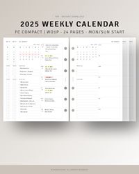 Weekly Overview Calendar Template, Digital Download, To do list, WO1P Sheet, Week Planning Sheet for Study Work Personal, Productivity Planner, Weekly To do list, Monday Sunday Start  [💡MonthlyJoy's CheckPoint!] 2025 𝑾𝒆𝒆𝒌𝒍𝒚 𝑷𝒍𝒂𝒏𝒏𝒆𝒓 𝑭𝑪 𝑪𝒐𝒎𝒑𝒂𝒄𝒕 𝑰𝒏𝒔𝒆𝒓𝒕𝒔 𝑷𝒓𝒊𝒏𝒕𝒂𝒃𝒍𝒆. Using these Inserts is a perfect way to manage your week more productively and helps you easily plan and track your everyday schedule and tasks! You can print and use it as much as you want, whether it's for each month or week.  · 2025 Calendar (Jan-Dec): 24 Pages · Priorities, To-do List | Week · Monday, Sunday Start Included (*𝑼𝒏𝒅𝒂𝒕𝒆𝒅)  [📏SIZE] FC Compact (107.95 x 171.45 mm / 4.25 x 6.75 Inches)