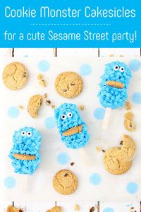 Learn how to make Cookie Monster cakesicles for a fun Sesame Street party! This cake pop dessert recipe is really easy and cute. Yum!