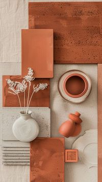 Interior design terra cotta palette moodboard