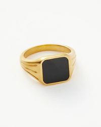 Lucy Williams Square Signet Ring | 18ct Gold Plated Vermeil/Black Spin | Missoma