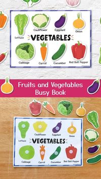 Toddler busy book with fruits and vegetables sorting game. Learn fruits and vegetables with these cute busy book and have fun! Perfect for toddlers and preschoolers. Laminate the pages, so that they can be used for a long time. Printable baby quiet book. #fruitsbusybook #busybook #learningbinder #binder #busybag #preschool #busybinder #quietbook #activitybinder #toddlerlearningfolder #busybookprintable