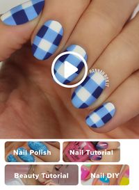 How to Get a Blue Gingham Nail Manicure #darbysmart #beauty #nailpolish #nailart #naildiy #naildesign #nailtutorial