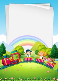 Children riding on the train in the park... | Free Vector #Freepik #freevector #kids #paper #student #happy