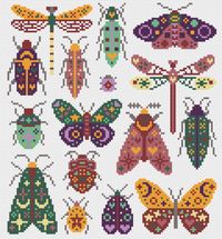 Colorful Critters SAL / Insect Collage Cross Stitch / 3 Color Schemes / Insect Embroidery / Insect Stitch / Bug Cross Stitch / Stitch Bugs - Etsy