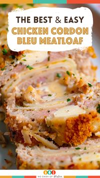 Try this delicious Chicken Cordon Bleu Meatloaf Recipe for dinner tonight! Filled with ham and Swiss cheese, and topped with a creamy mustard sauce, it's a delightful twist on a classic. Perfect for family dinners or special occasions. Save this pin and get cooking!