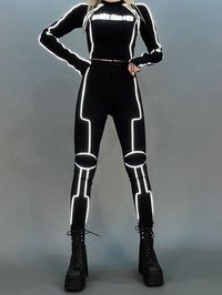 [$53.20]Futuristic Cyberpunk Reflective Bikecore High Waist Pants