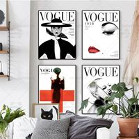 "Nordic Poster Modern Art VOGUE 1950 Vintage Magazine Painting Fashion Wall Art Canvas Wall Pictures For Living Room Home Decor"