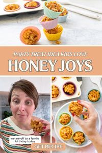 Honey Joys or cornflake clusters are a party treat your kids will love, sweet, crunchy and easy to make. Easy treat, no-fail recipe. Every-day ingredients you will have in your pantry. Simple to modify for allergies (Egg, Dairy, Wheat, Gluten, Nuts)