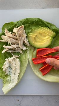 1.8M views · 27K reactions | Lettuce Wrap | chicken meat, avocado, wrap, lettuce | This lettuce wrap with garlic & herb cheese, shredded chicken, avocado & peppers will always hit the spot! | By Feel Good Foodie | Facebook