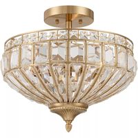 Vienna Full Spectrum Ibeza Vintage Ceiling Light Semi Flush Mount Fixture 15" Wide Soft Gold 3-light Faceted Clear Crystal For Bedroom Living Room : Target