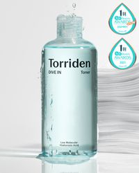 A hypoallergenic toner that refines and hydrates with a refreshing burst of moisture for calm and happy skin that glows from within. A patented 5D-Complex Hyaluronic Acid boosts the skin's moisture levels for instant hydration. Details Skin Solutions: Torriden's low molecule 5D-Complex Hyaluronic Acid penetrates the skin's surface to bind moisture and build up hydration within the layers of the skin. Allantoin both moisturizes and gently exfoliates the skin's surface to refine texture. 300ml. Pr