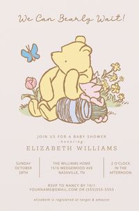 Winnie The Pooh and Piglet Baby Shower Invitations