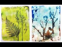 Neue Monotypien mit Gräsern , Blüten, Blättern, New monotypes using stem...