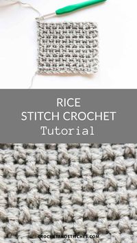 This free tutorial shows how to crochet the rice stitch. It includes step-by-step instructions. This is a beginner-friendly stitch. The Rice Stitch is a textured, unique crochet stitch. Great to use for washcloths, placemats, towels, and blankets. Rice Stitch, Crochet Stitches Unique, Crochet Stitches For Blankets, Crochet Stitches Free, Crochet Tips, Crochet Stitches For Beginners, Crochet Dishcloths, Learn How To Crochet, Stitch Crochet