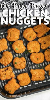 Air Fryer Frozen Chicken Nuggets are a quick and easy snack the whole family loves. Perfect for dipping and dunking, why not cook up a batch of chicken nuggets and fries for dinner? #theshortcutkitchen #airfryerfrozenchickennuggets #appetizer #maindish #recipe #easy #best #howtocook #crispy #tasty #snack