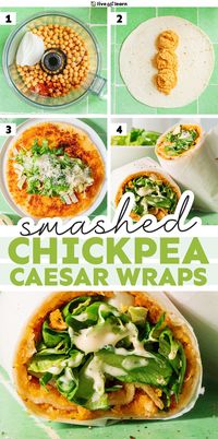 Smashed Chickpea Caesar Wraps