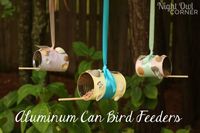 Aluminum can bird feeders, great way to recycle those old cans!