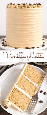 This Vanilla Latte Cake transforms a classic coffee beverage into a delicious dessert! Infused with espresso and vanilla, it is perfect for the coffee lover in your life. | livforcake.com