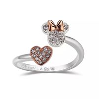 New Disney Pave Crystal Minnie Mouse Head With Heart Bypass Ring With Wrapping. Show Off Your Love For Minnie With This Two-Tone Rose Gold Minnie Mouse Bypass Ring From Unwritten. - Set In Two-Tone Rose Gold Metal - Ring Size: 7 - Minie Mouse Bypass