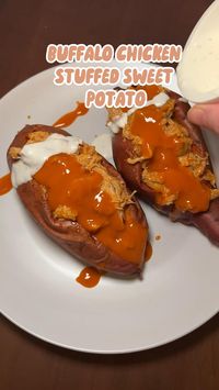 1hr · 2 servings     Click on link above or below for full recipe and instructions 💓  http://www.caileeeats.com/recipes/buffalo-chicken-stuffed-sweet-potato