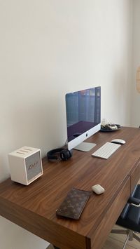 Office desk wooden desk marshall imac louis vuitton airpods