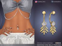 The Sims Resource - EA Skintones - Diamond Vine Belly Piercing