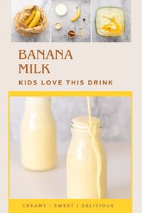 Easy homemade banana milk, creamy, sweet and delicious with extra protein and no artificial flavours. Perfect as a quick healthy breakfast, after school snack or dessert!