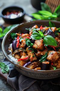 Explore the vibrant flavors of Thai cuisine with this delicious Thai Basil Eggplant Stir Fry recipe. Packed with fresh vegetables and aromatic Thai basil, this stir fry is a quick and easy way to bring the tastes of Thailand to your kitchen. Whether you're a fan of Thai stir fry vegetables or looking to try something new like Thai Stir Fry Veggies, this dish is sure to become a favorite.