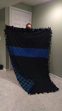 Thin Blue Line knot blanket...love!! #policelove #thinblueline