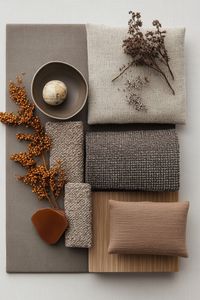 Moodboard materials ocre colors style