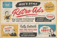 1950s Retro Style Ad Templates by DISTRICT 62 STUDIO on @creativemarket