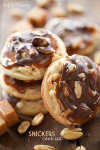 Snickers Cookies from chef-in-training.com ...If you love Snickers, then you will absolutely LOVE these cookies! Shortbread cookies topped with nougat, caramel and chocolate! They are seriously heaven!