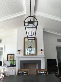 Large Wrought Iron Interior/Exterior Pendant in Zinc Finish with Antique Glass For Sale at 1stDibs | kirsten maltas interiors, interior lantern, wrought iron pendant