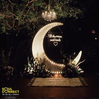 This moon backdrop idea is perfect for sagan and engagement functions. Telling story with elements is the goal.