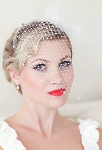 Instead of classic veils, bird Cage Veil..yes, love it.