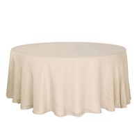 Generous Size: Perfectly sized at 120 inches in diameter, providing ample coverage for large round tables. Natural Burlap Material: Crafted from high-quality, eco-friendly burlap fabric, adding rustic charm to any event or décor.