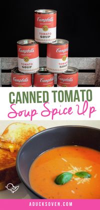 Tired of the tomato soup straight out of the can? Well upgrade and dress it up with my delicious "How to Dress Up a Can of Tomato Soup" recipe! Not only will this spice up the flavor, but you will be mistaking it for homemade soup! Pair it with the perfect Grilled Cheese Sandwich and you have a cheap, but flavorful dinner. Check out this and other easy to make recipes at A Duck's Oven!