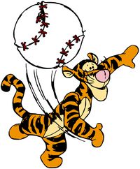 Clip art of Tigger throwing a baseball #disney, #tigger, #winniethepooh, #baseball