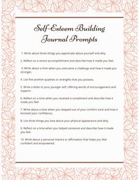 Work toward improving self-esteem with 20 reflective journal prompts! Building self-esteem is a journey, and journaling can be a powerful tool for self-reflection and growth to help guide you along the way!