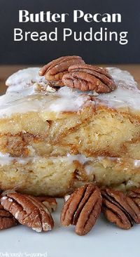 Butter Pecan Bread Pudding is a super easy and quick bread pudding recipe that is made with just a handful of ingredients.