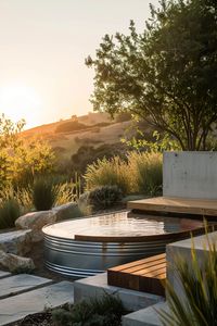 Discover elegant bench designs to elevate your stock tank pool area. 🌿✨