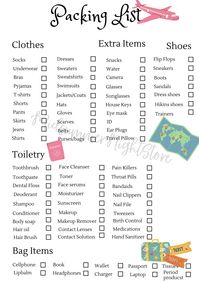 The complete packing checklist for any travel to come. With toiletries, medicine, clothes and extra items.  This way you always go prepared on trips with zero stress.