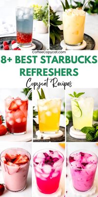 Craving a Starbucks refresher drink? Check out this collection of over 8 Starbucks refresher copycat recipes which you can easily make at home! With easy-to-follow instructions, these recipes offer refreshing, flavorful drinks perfect for any occasion. From the iconic Pink Drink and Dragon Drink to tropical Pineapple and Passionfruit refresher, these homemade refreshers are both delicious and budget-friendly. Enjoy the taste of Starbucks at home with these must-try recipes. #starbucksrefreshers