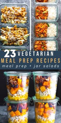 These vegetarian meal prep recipes can help you eat healthier and reduce your meal time stress. Browse through the meal prep bowls, jar salads and friendly options. #sweetpeasandsaffron #mealprep #vegetarian