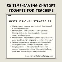 50 Time-Saving ChatGPT Prompts for Teachers — Hello, Teacher Lady