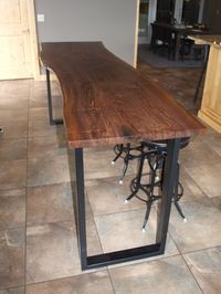 Custom Made Live Edge Walnut Bar Height Table