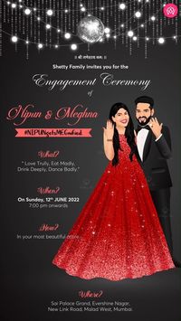 Elegant Indian Engagement Invitation Video made with cute couple illustration. 💍🎉 Pop the party. #engagement #engagementinvitation #ringceremony #ringceremonyinvitation #indianengagement #engaged #engagementvideo #engagementinvite #engagementcard #engagementceremony #engagementoutfit #engagementparty #muaengagement #rokafied #ringceremony #caricature #caricatureinvitation #engagementparty