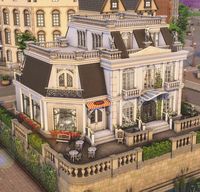 (1) I made a Parisian style build with two apartments and cute coffee shop❤️ : Sims4